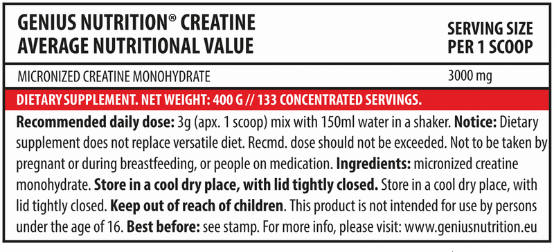 CREATINE MONOHYDRATE 400g/133 serv.