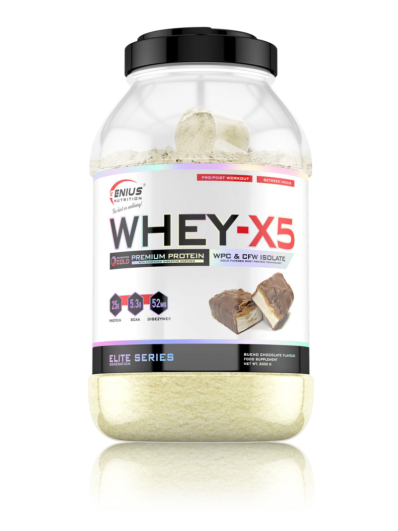 Whey-X5 - Bueno Chocolate flavour flavor protein powder by Genius Nutrition